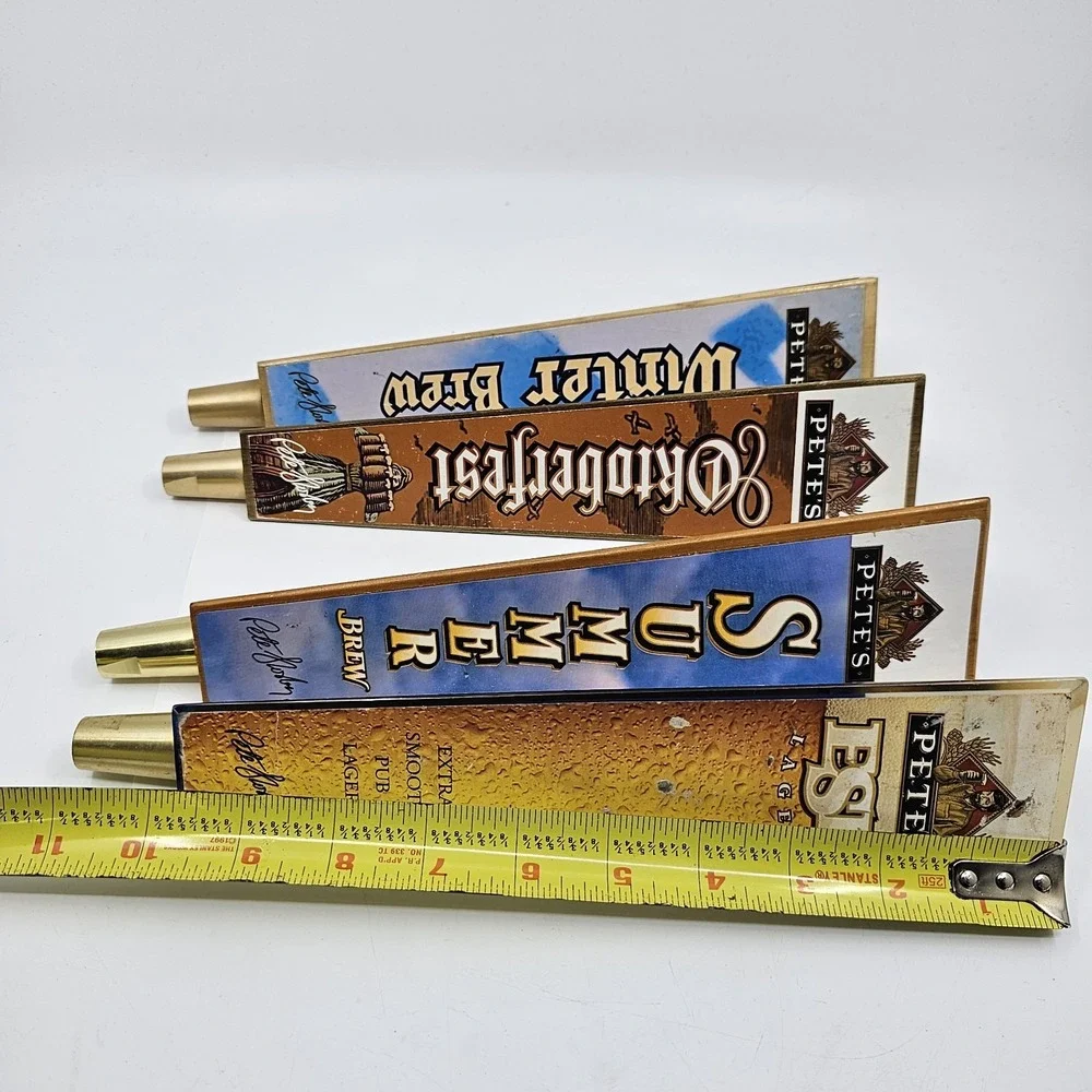 (4)PETE'S ESP- Summer - Winter- Oktoberfest Lager Beer tap handle LARGE 3 sided